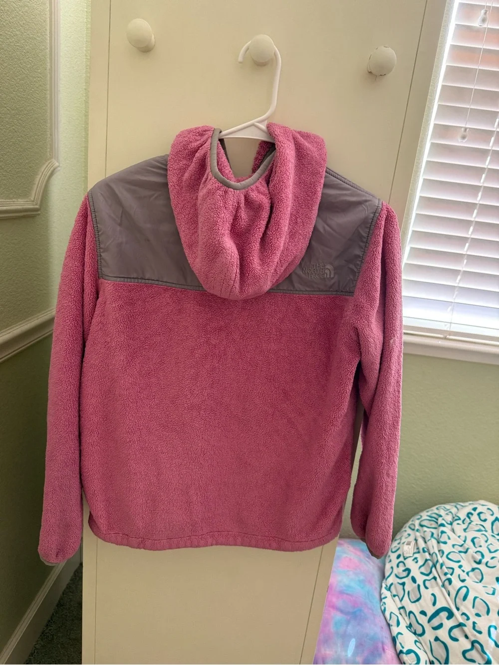 The North Face Pink and Gray Fleece Jacket with Hood - Kids